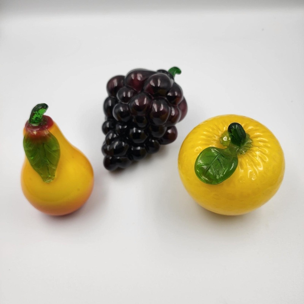Murano Style Hand Blown Glass Fruit‎ Lot of 3